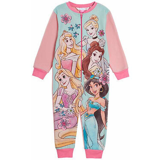 (1.5-2 Years) Disney Princess Girls All In One Pyjamas For Kids Fleece Pjs Zipped Nightwear