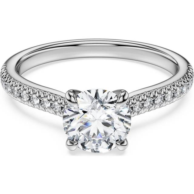 Eternity solitaire ring, Lab-grown diamonds 1.2 ct tw, Round shape, 18K white gold - White - 52