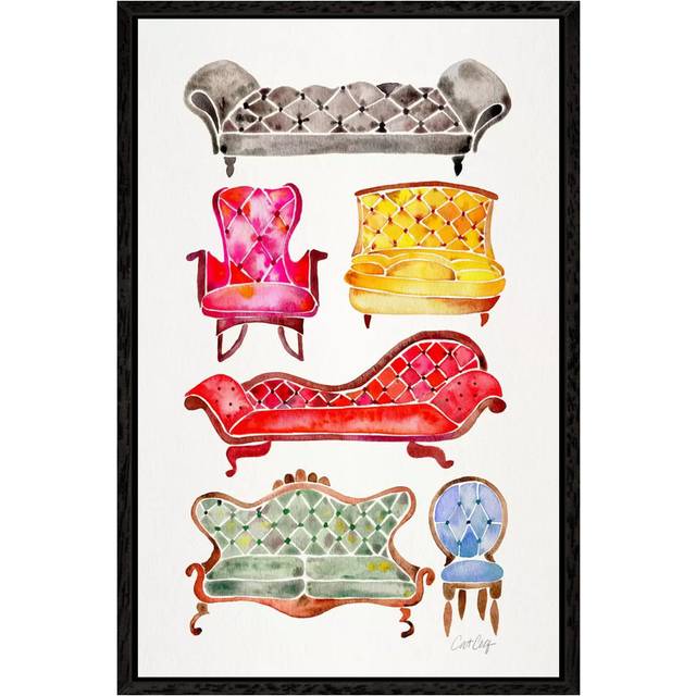 Victorian Lounge II by Cat Coquillette - Gallery-Wrapped Canvas Giclée on Canvas - Black Framed (101.6cm H x 66.04cm W x 3.81cm D)