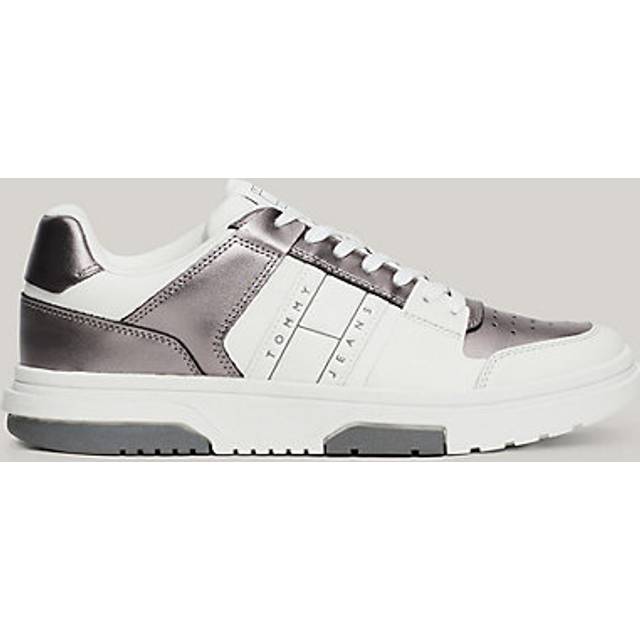 Tommy Jeans The Brooklyn Metallic Trainers in White & Silver