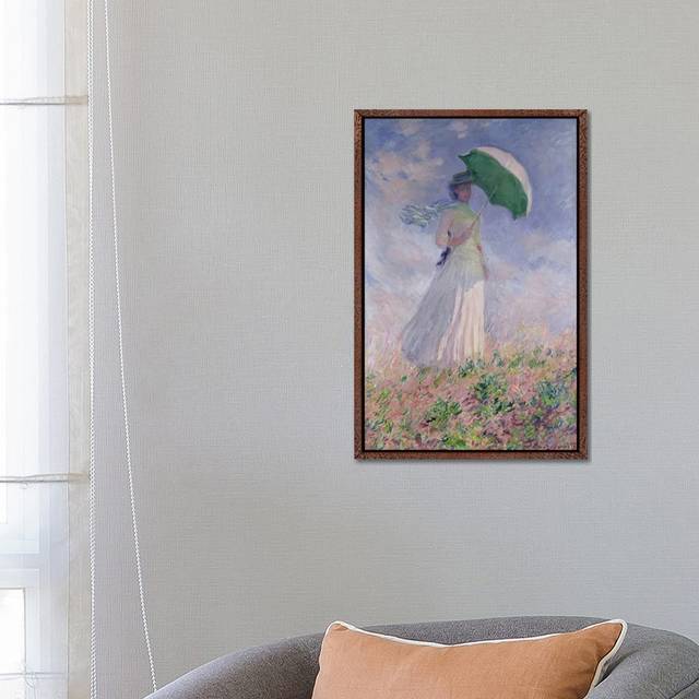 Woman With A Parasol Turned To The Right, 1886 by Claude Monet - Gallery-Wrapped Canvas Giclée on Canvas - Classic Wood Framed (66.04cm H x 45.72cm W x 3.81cm D)