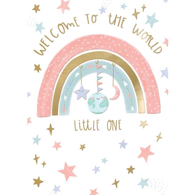 Welcome To The World Girl Colourful Dreams! New Baby Contemporary Greeting Card