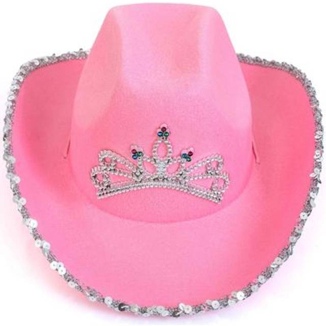 Skeleteen Pink cowboy Hat - Pink Sequin cowgirl Princess Hat with crow