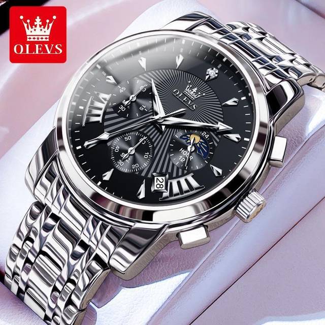 Olevs mens chronograph quartz stainless steel date waterproof luminous watch uk