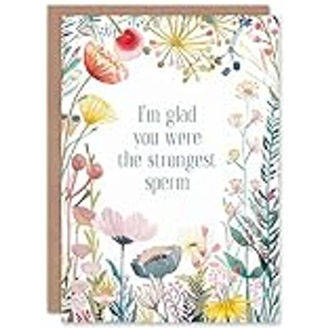 Happy Flowers Glad You Were Strongest Sperm Birthday Greeting Card