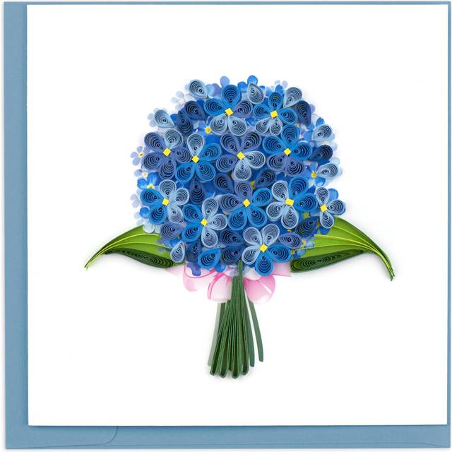 Quilling A Blue Hydrangea Bouquet Blue-tiful Blooms Hand-Finished Greeting Card