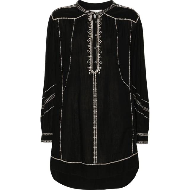MARANT ÉTOILE - Pradel embroidered midi dress - women - Polyester/Organic Cotton - 40 - Black