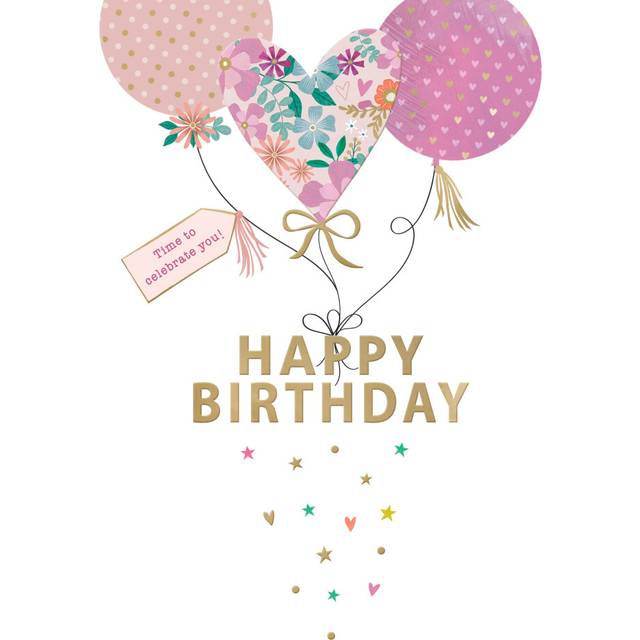 Time To Celebrate Happy Birthday Pink Party Poppers! Contemporary Birthday Card
