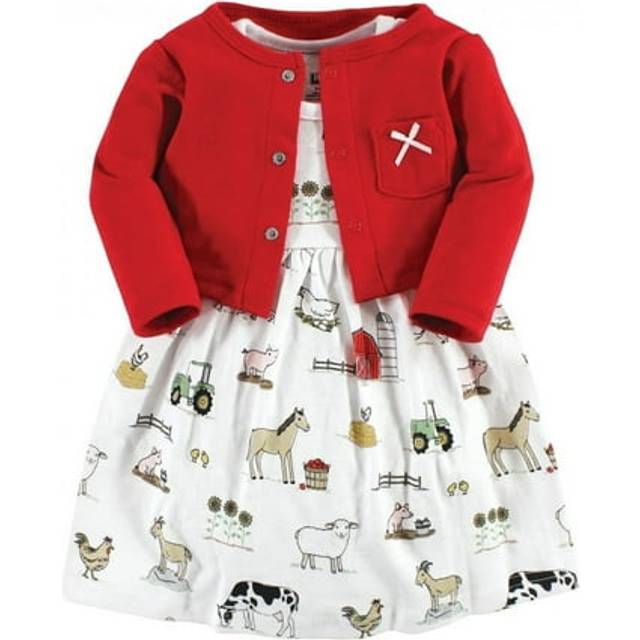 Hudson Baby Womens Cotton and Cardigan Set Casual Dress  Farm  4T US