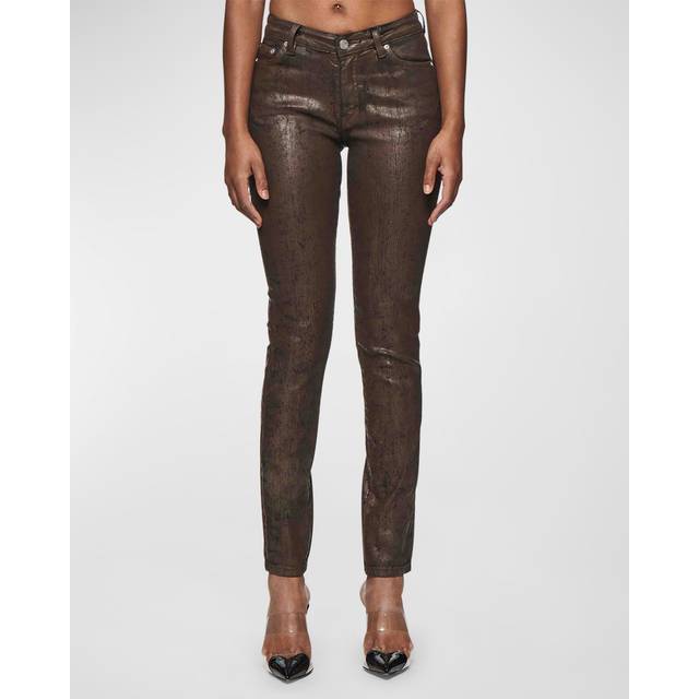 Skinny Mid-Rise Coated Jeans - BROWN - 29