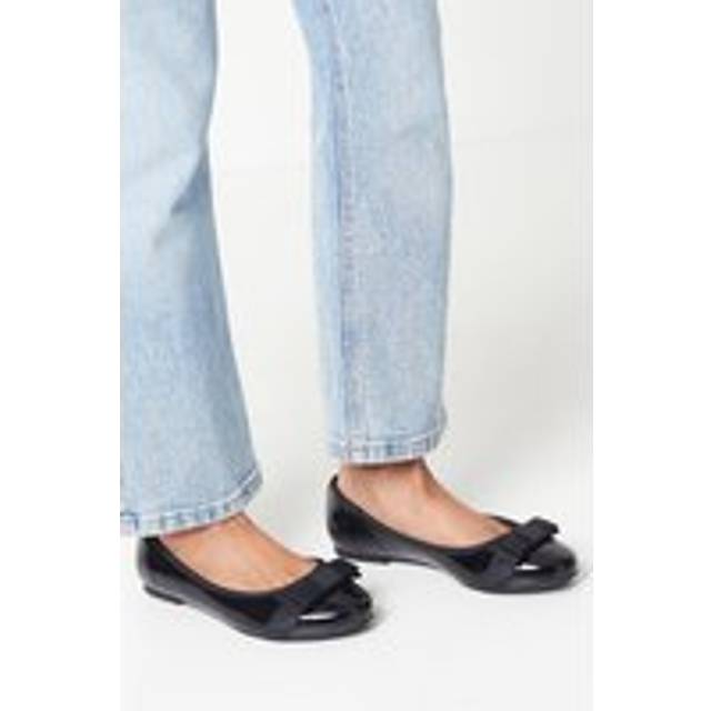Womens Wide Fit Paris Bow Detail Ballet Pumps - True Black - 6