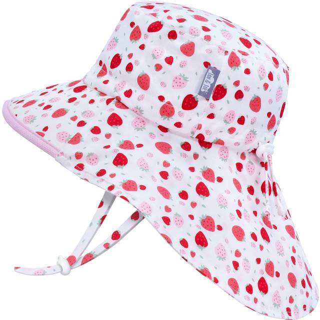 JAN & JUL Grow-with-Me Wide Brim Cotton Girls Sun-Hat for Toddler (L: 2-5 Years  Strawberry)