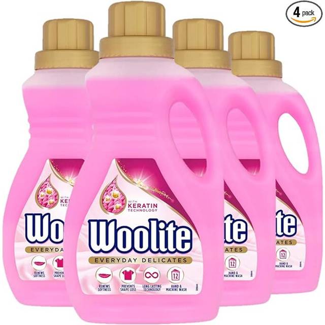 Woolite Laundry Detergent Liquid, 750ml, Pack of 4 For Delicates, Hand & Machine Wash, 48 Washes