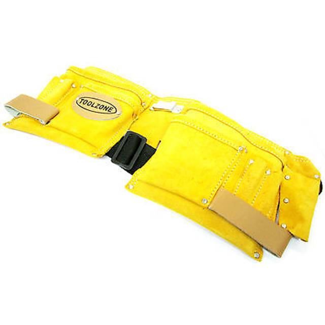 Tool Belt 11 Pocket Leather Builders Adjustable Hammer Loop Heavy Duty TB034