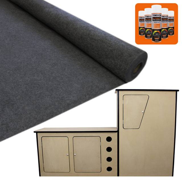 T-Mech 11sqm Anthracite Van Lining & Glue With Camper Kitchen, Grey