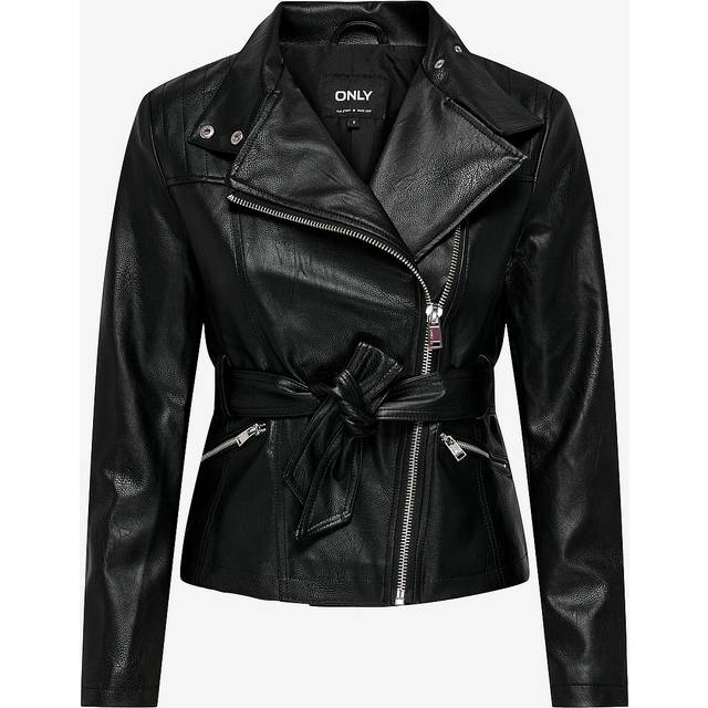ONLY ONLMANILLA Biker OTW bikerjacka i falskt läder, svart, S, svart, S