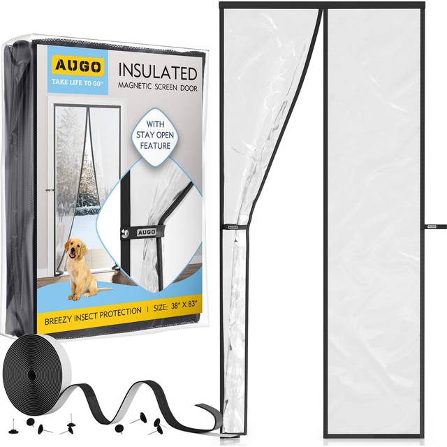 AUGO Thermal Door Curtain - EVA Thermal Door Cover for Winter - Magnetic Thermal Insulated Door Curtain for Winter - Winter Door Insulation- Keeps War
