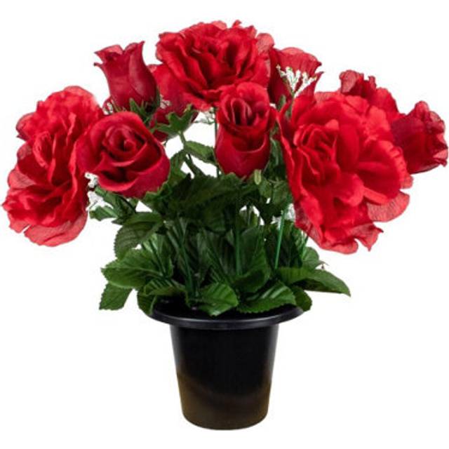 (Red Rose ) Artificial Rose Flower in Black Planter