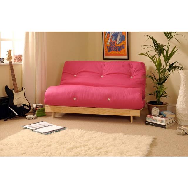 (Pink, Small Double) Comfy Living Albury Futon Sofa Bed