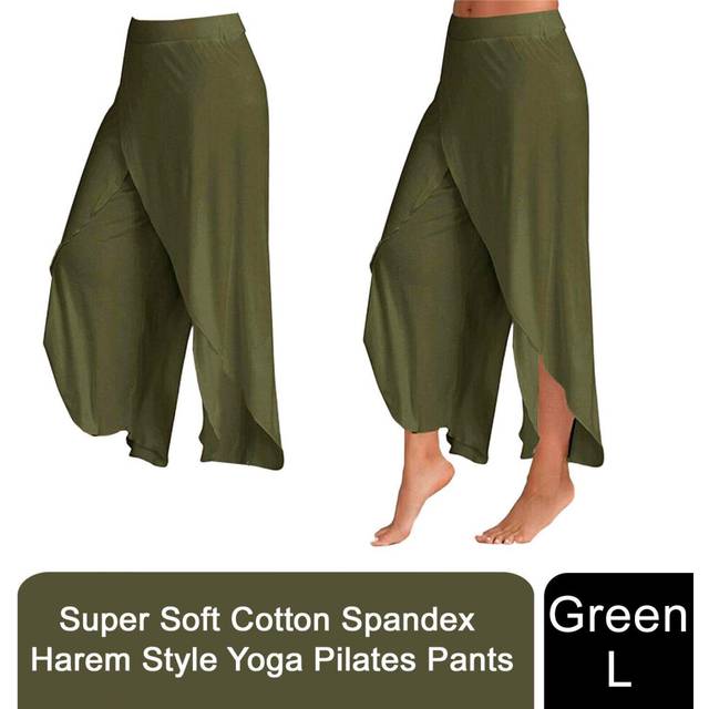 (Green - L) Super Soft Modal Spandex Yoga Pilates Pants
