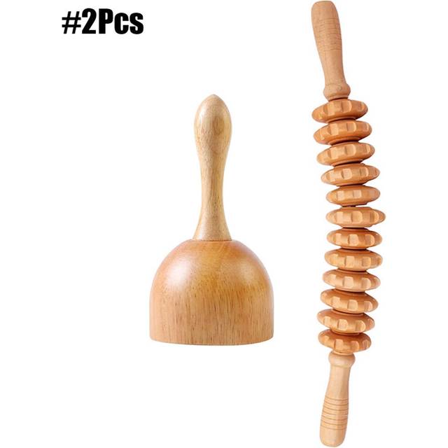 (a-Silver) Wood Therapy Massage Tools Body Shaping Wooden Massager Maderoterapia Set - Anti-Cellulite,Lymphatic Drainage,Muscle Pain Relief