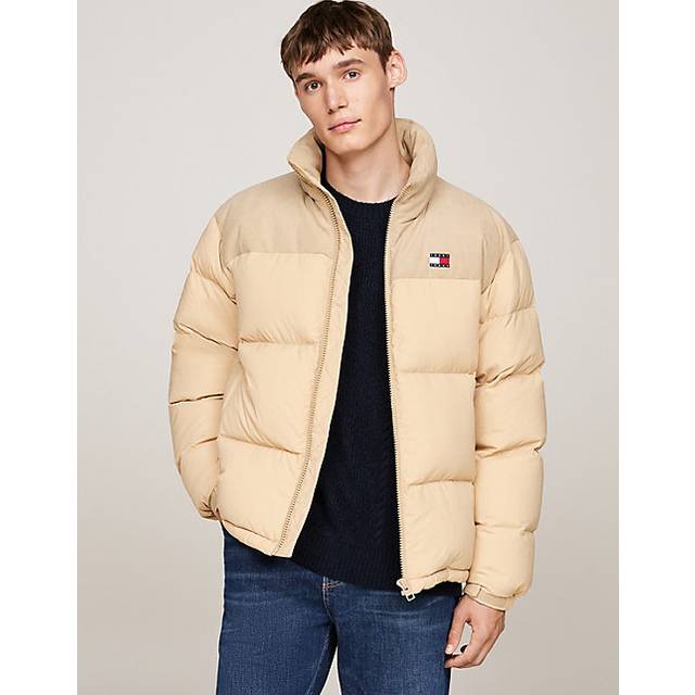 Tommy Jeans Cord Mix Alaska Puffer Jacket - Beige, Beige, Size 2Xl, Men - 2XL