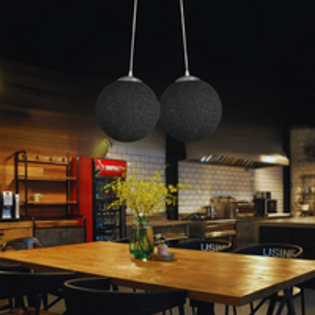 Two Outlet Black Rattan Wicker Woven Ball Globe Pendant Lampshade~1820
