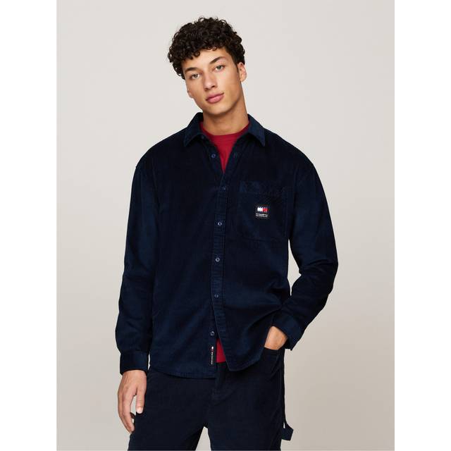 Tommy Jeans – Marinblå skjorta i grov manchester