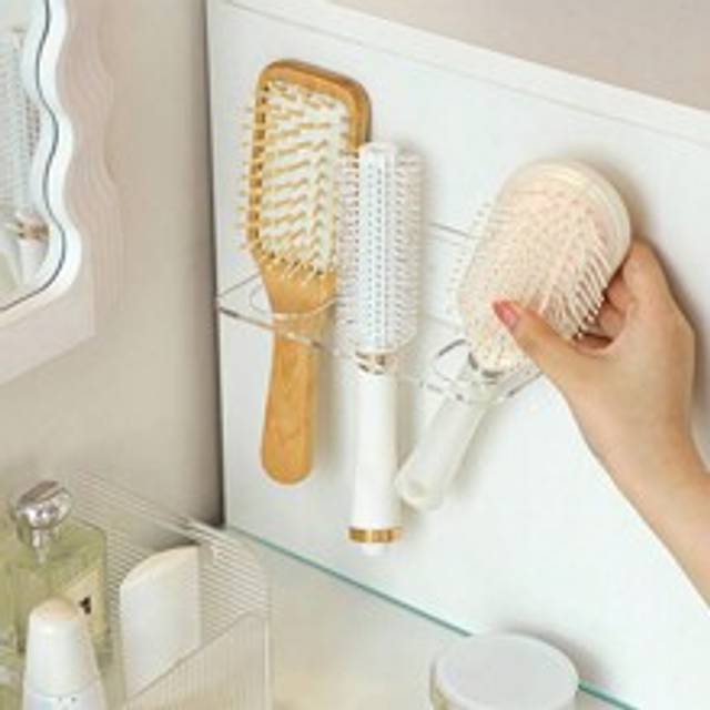 SHEIN 1pc Multifunctional Bathroom Comb Holder Shelf Wall-Mounted Storage Box, No Drilling Required