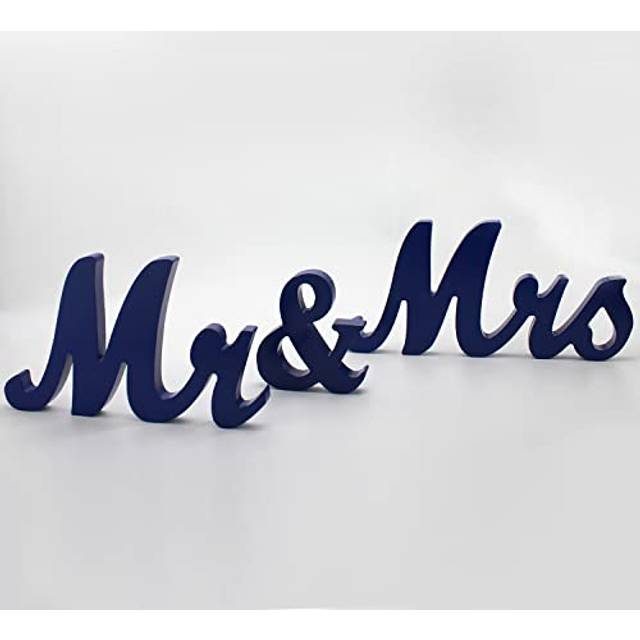 JENSENER Mr & Mrs Wooden Letters for Wedding Table  Dark Blue Large Mr