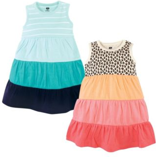 Hudson Baby Girls' Cotton Dresses  Leopard Coral Mint  4 Toddler