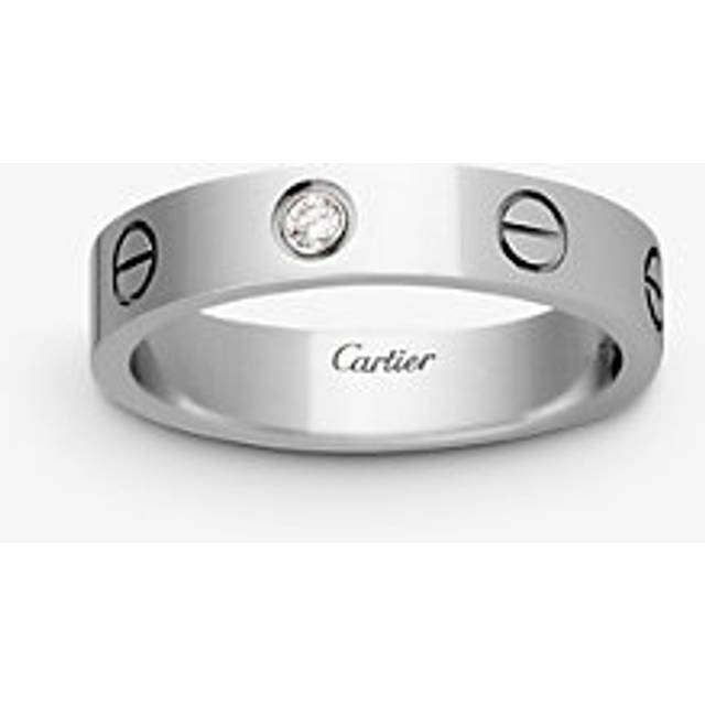 Cartier Womens White Gold Mini Love 18ct and 1 Diamond Wedding Band 52mm - WHITE GOLD