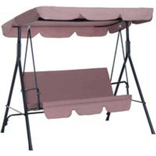 Outdoor Metal Hammock Swing Chair 3-Seater Patio Bench Garden Brown - Outsunny