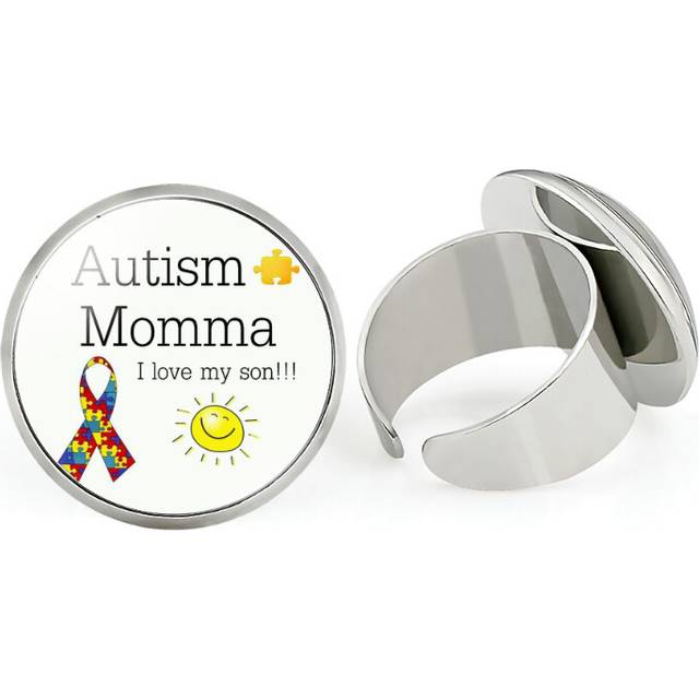 (9402) Autism Stunning Support Ring Adjustable Open Design Unisex Electroplated Metal