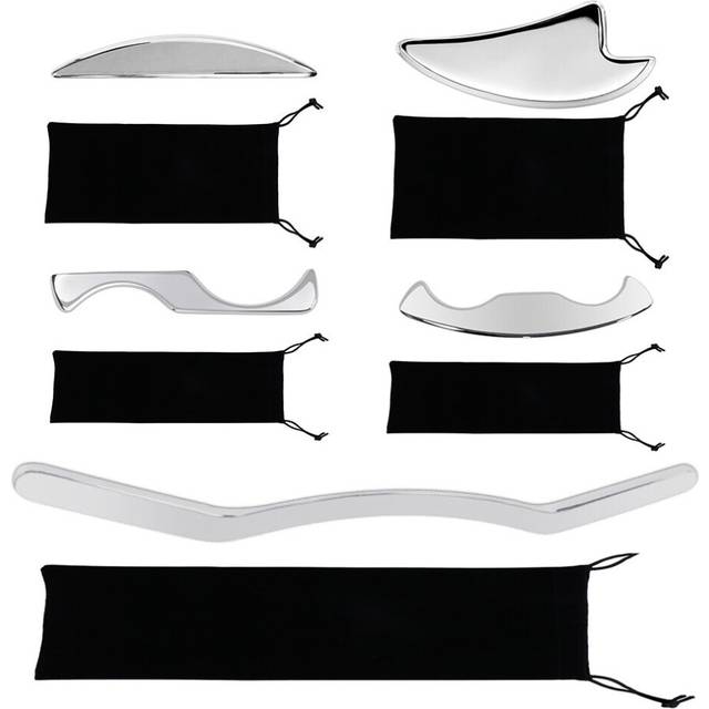 (a-5pcs) Stainless Steel IASTM Therapy Massage Tools Deep Tissue Massager Guasha Fascia Recovery Muscle Relaxation Gua Sha Scraping Board