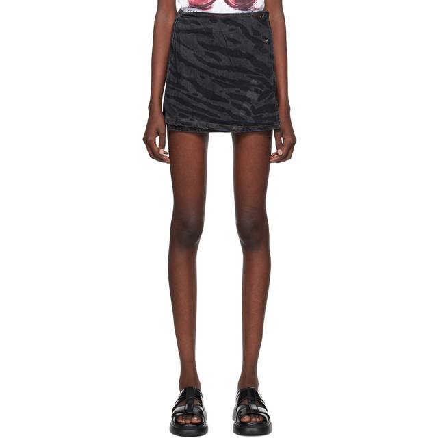 GANNI Black Lazer Denim Miniskirt - 099 Black - DK 40