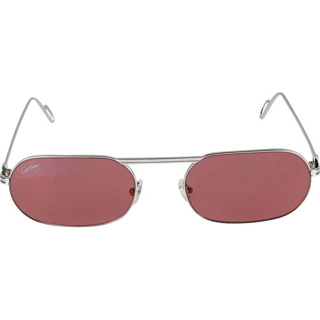 Cartier C de Cartier Red Rectangular Mens Sunglasses CT0112S 006 55 - Silver Tone (OS)