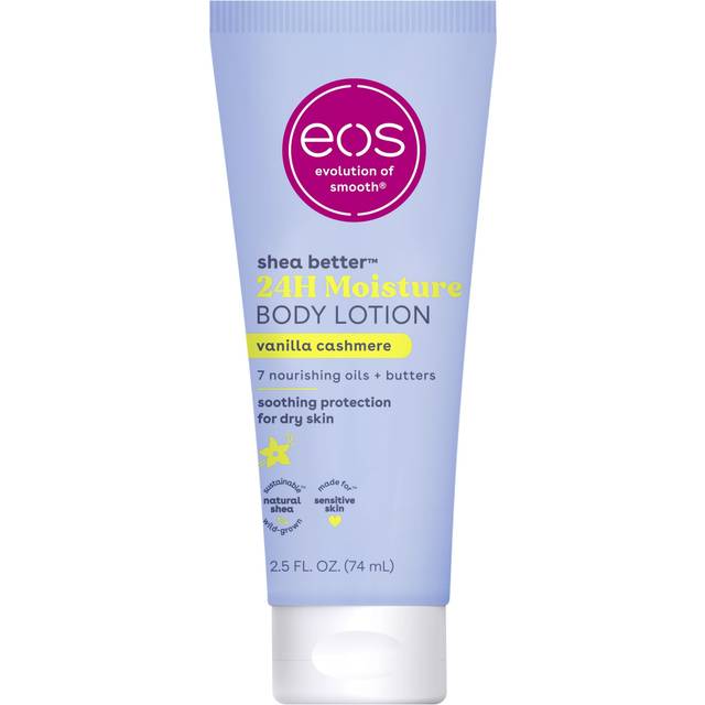 eos 24H Moisture Travel Body Lotion- Vanilla Cashmere  Travel Size Essential  Toiletries  Mini Body Lotion  2.5 fl oz
