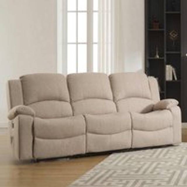 Marldon 3 Seater Beige Manual Recliner Sofa - Artemis Home - Cream