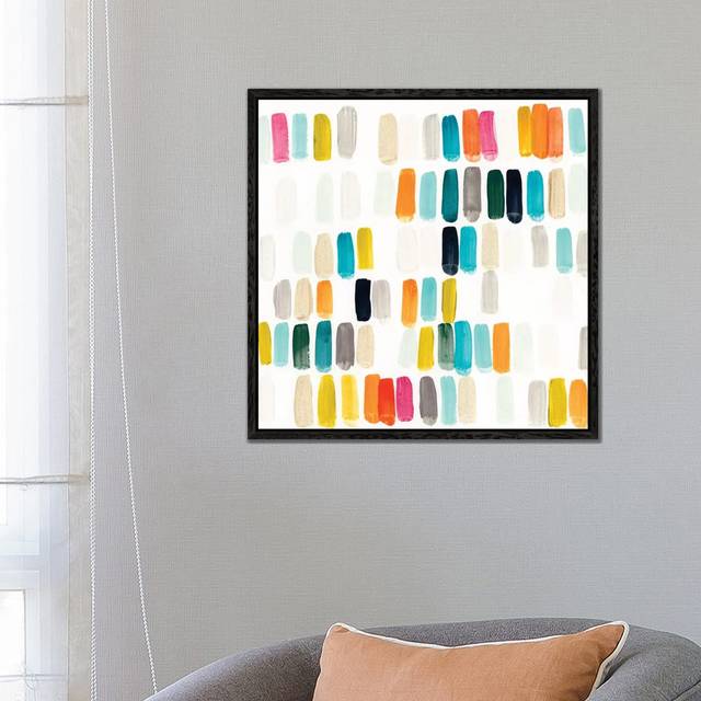 Bright Swatches II by June Erica Vess - Wrapped Canvas Painting - Black Floater Framed (66.04 cm H x 66.04 cm W)
