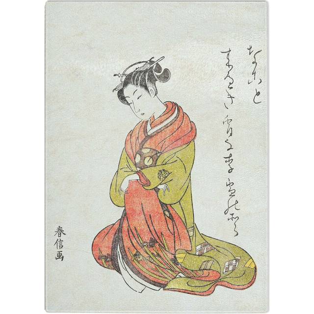 Tempered Glass Courtesan Itsuhata with Her Pipe by Harunobu Suzuki Chopping Board (28.5cm W x 20cm L)