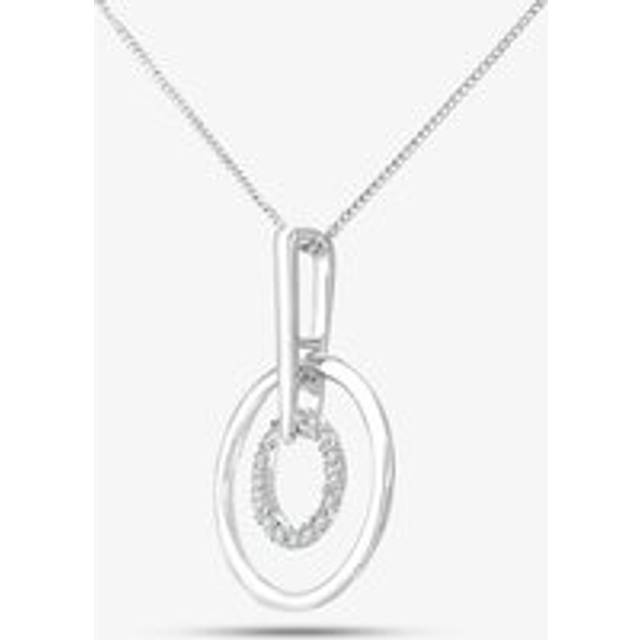 9ct White Gold Diamond Double Circle Pendant Necklace DP1124W - Silver