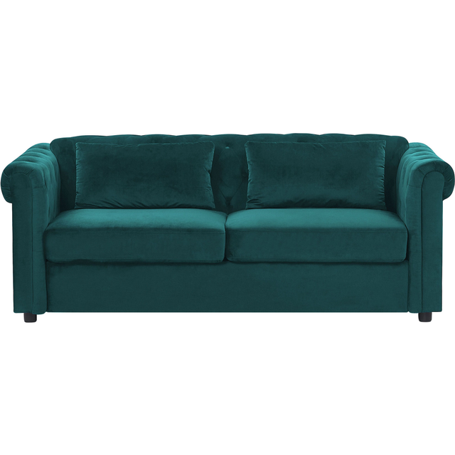 Beliani Velvet Sofa Bed Green Chesterfield, Green