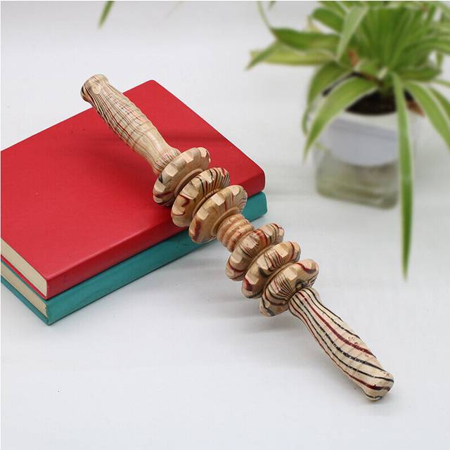 (a-04) Wood Massage Roller Exercise Roller Body Leg Muscle Deep Relax Gear Massager Sports Injury Gym Muscle Massage Tool
