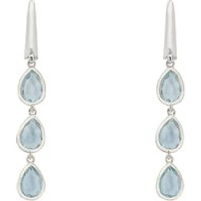 Sardinia Triple Teardrop Earrings Silver Blue Topaz - One Size