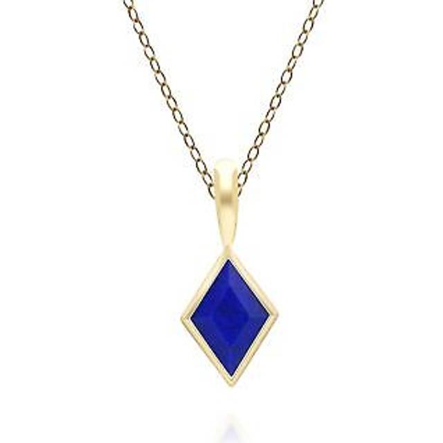 Classic Lapis Lazuli Pendant Necklace in 9ct Yellow Gold