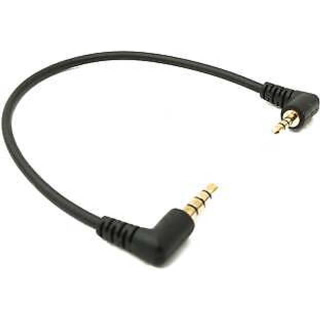 System-S Ljudkabel 15 cm 2,5 mm uttagskontakt till 3,5 mm kontakt vinkel AUX-adapter svart