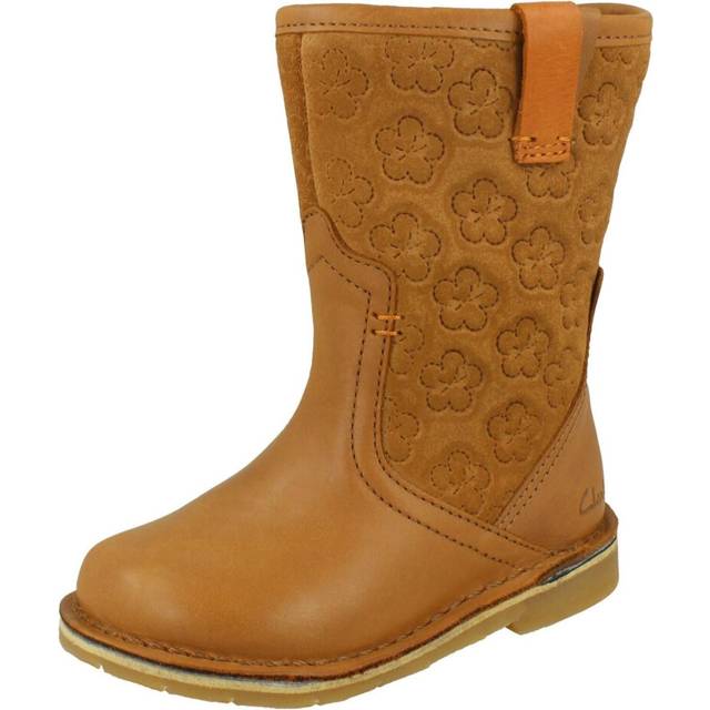 (Tan, UK 5 Infant) Girls Clarks Casual Mid Calf Boots Comet Pop