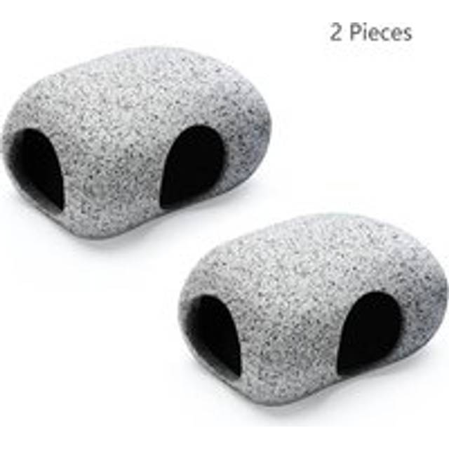 2 Pieces Aquarium Hideaway Rocks for Aquatic Pets to Breed, Play and Rest, Safe and Non-Toxic Aquarium Ornaments, Decorative Ceramic Rocks - Alwaysh
