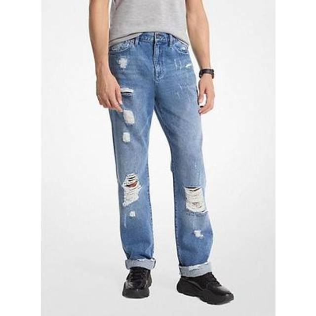 MK Finn Distressed Denim Jeans - Blue - Michael Kors - 28X30